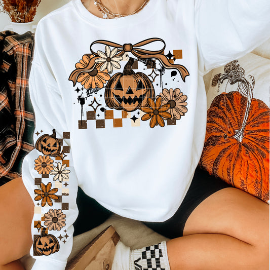 CHECKERED PUMPKIN BOW - SCREEN PRINT