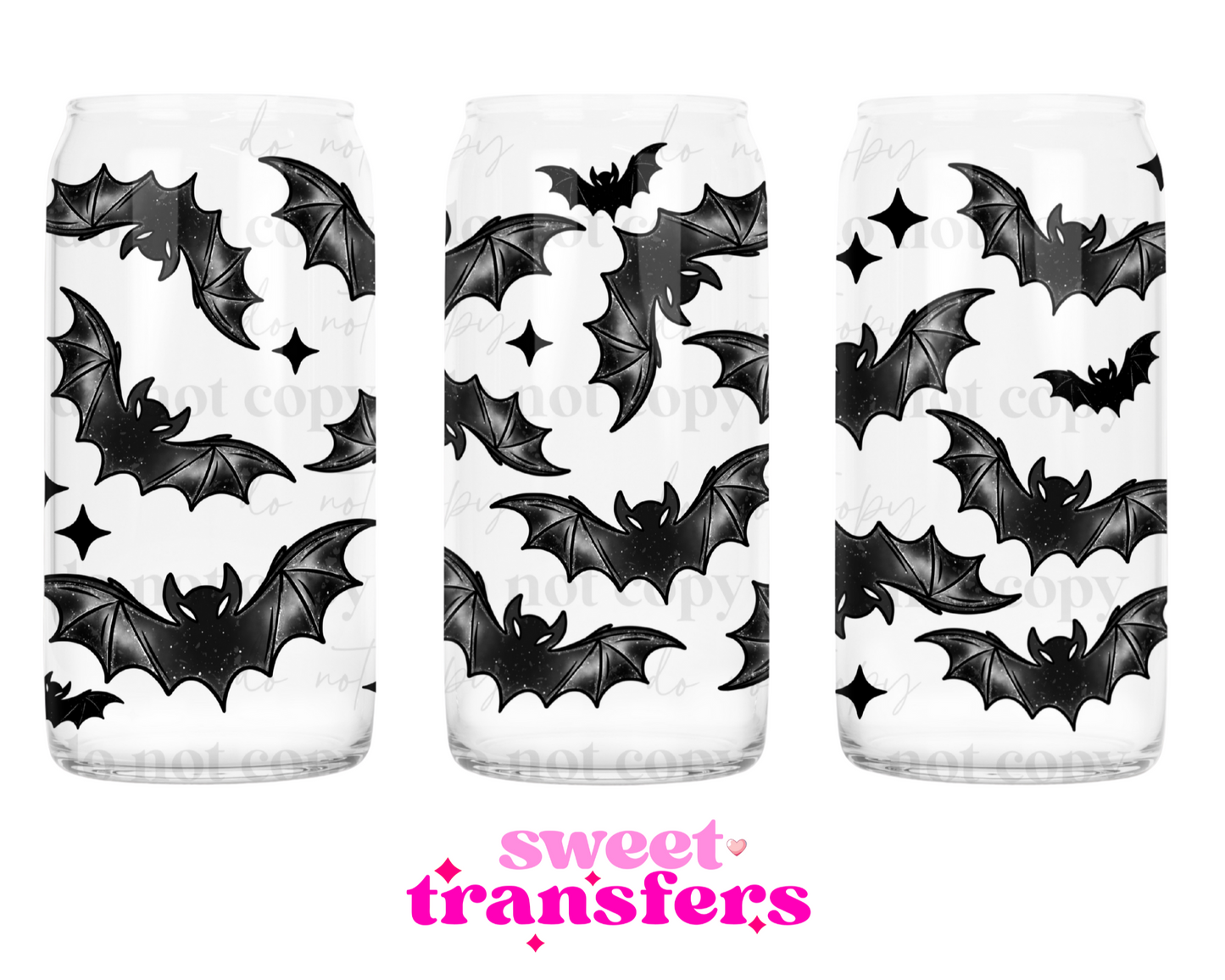 BLACK WATERCOLOR BATS - 16OZ UVDTF